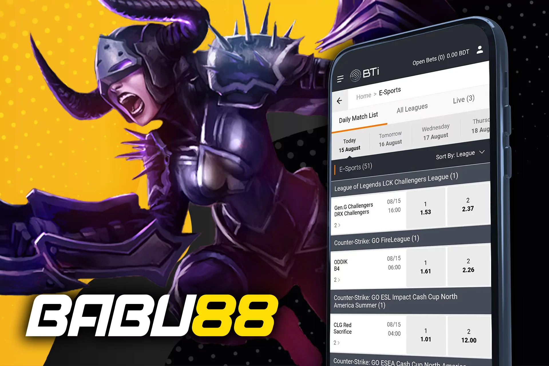 BitDeposit অ্যাপ্লিকেশনটিতে বিভিন্ন সাইবারস্পোর্টস শৃঙ্খলার অনেকগুলি বাজার রয়েছে